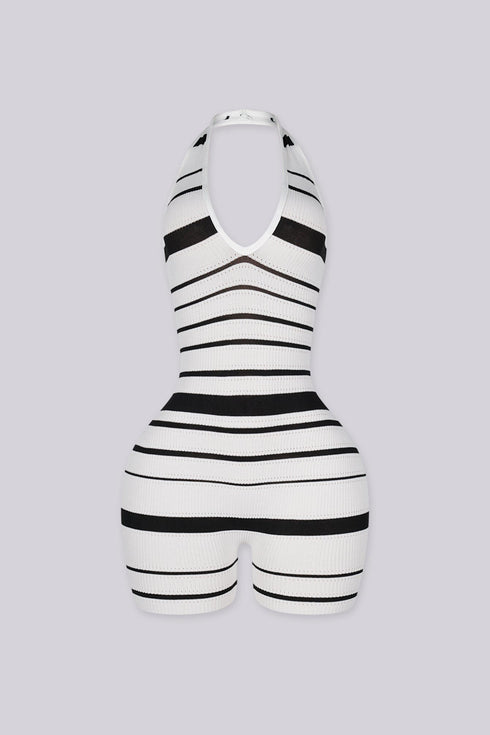 Vantleia Plunge Stripe Romper