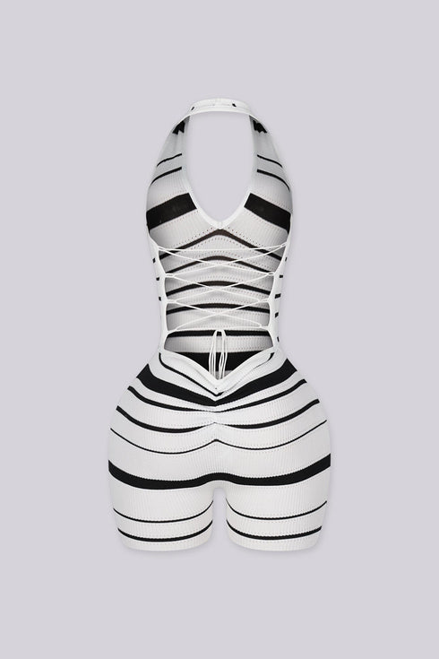 Vantleia Plunge Stripe Romper