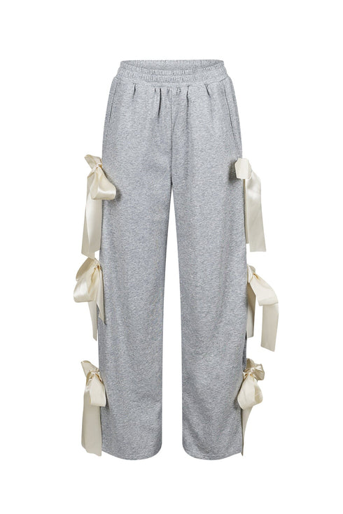Snug Fleece Jogger Pants With Bow Detail