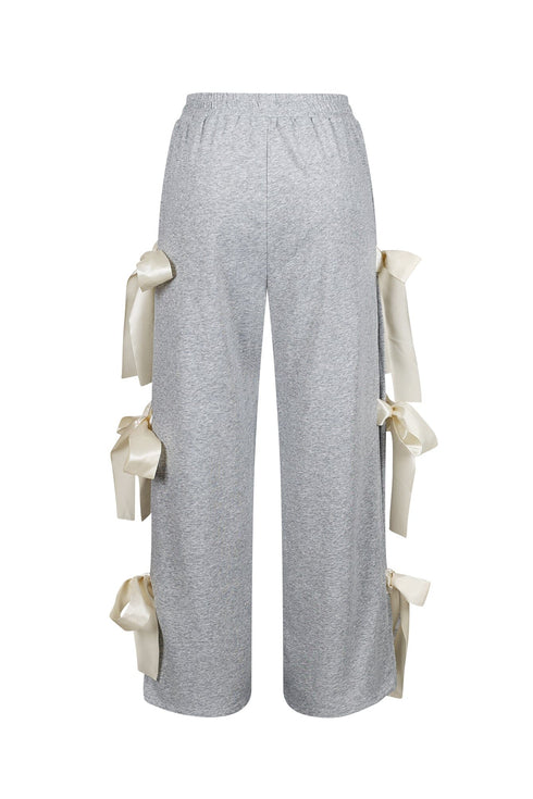 Snug Fleece Jogger Pants With Bow Detail