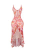 Vividly Colored Mesh Print Maxi Tank Dress