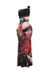 Metro Mesh Print One Shoulder Cutout Maxi Dress