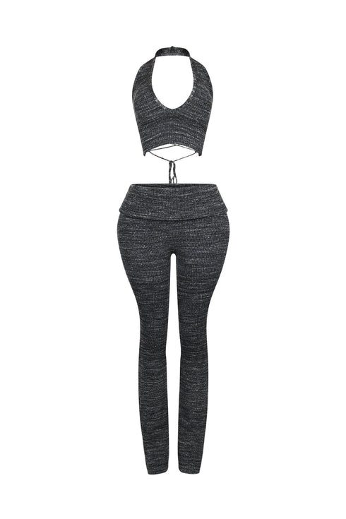 Riptide Ribbed Knit Halter Top & Pants SET