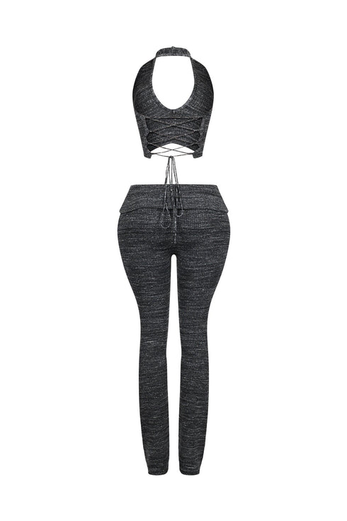 Riptide Ribbed Knit Halter Top & Pants SET