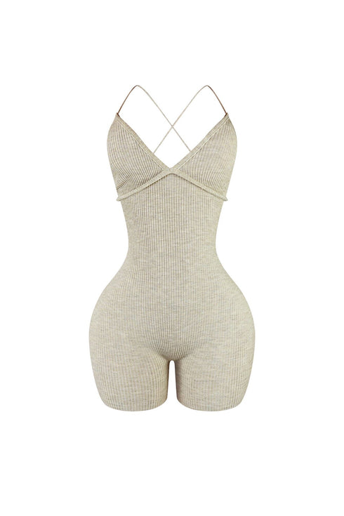Close Enough Back Lace Up Knit Romper