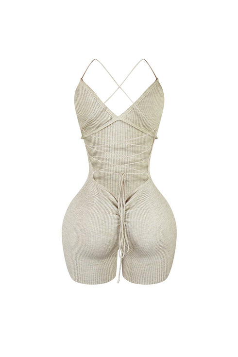 Close Enough Back Lace Up Knit Romper