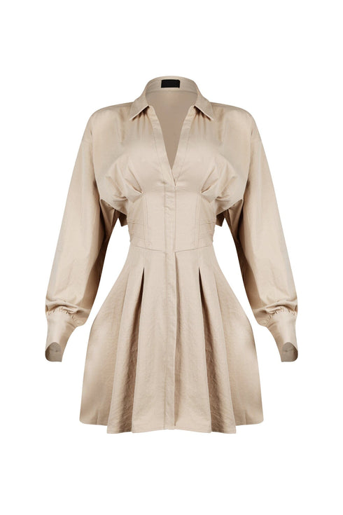 Tensioned Back Corset Shirt Mini Dress