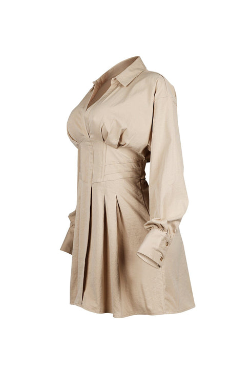 Tensioned Back Corset Shirt Mini Dress