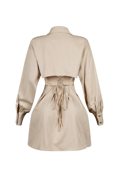 Tensioned Back Corset Shirt Mini Dress