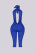 Eugenia Plunge Halter Capri Jumpsuit