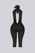Eugenia Plunge Halter Capri Jumpsuit