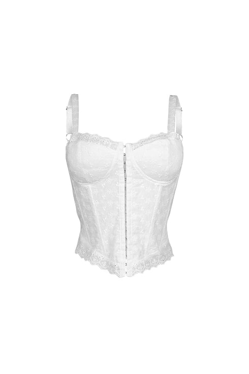 Cotton Snow Eyelet Bustier Top