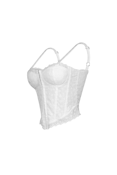 Cotton Snow Eyelet Bustier Top