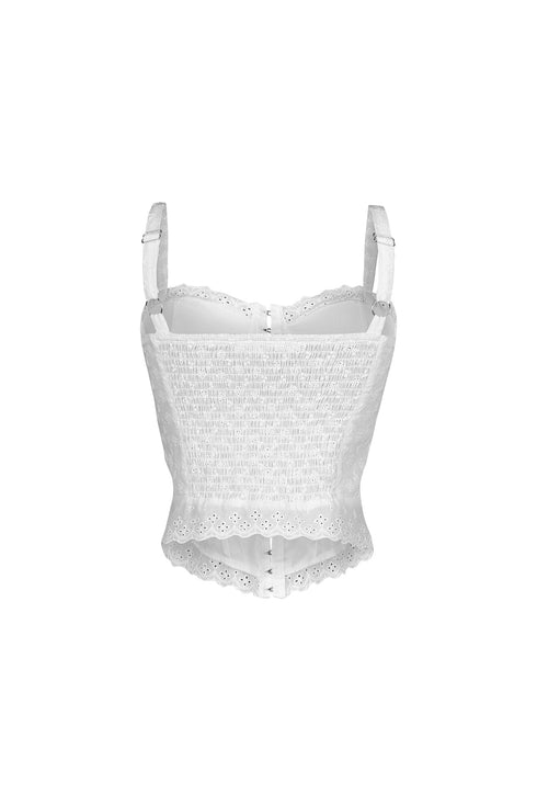 Cotton Snow Eyelet Bustier Top