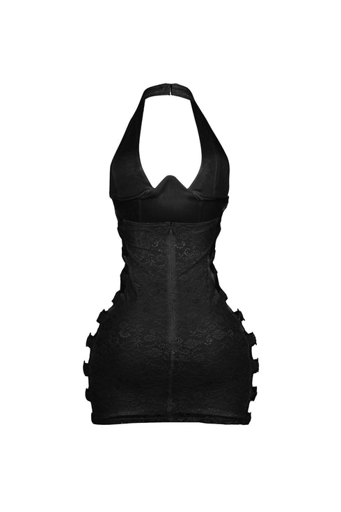 Chrome Bloom Lace Bustier Mini Dress