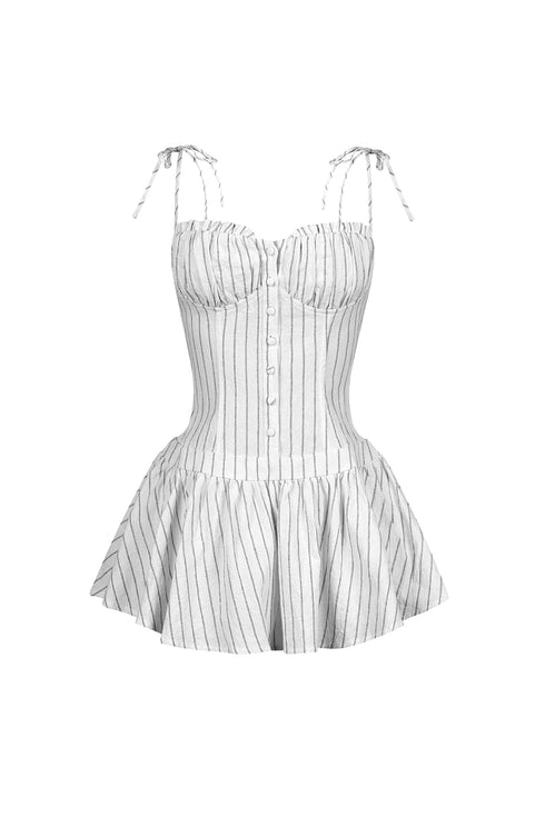 Safi Linen Smocking Bustier Mini Dress