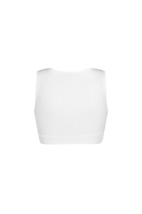 Silva Ribbed V Neck Clasp Top