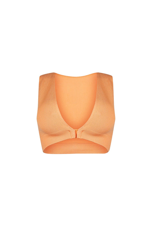 Silva Ribbed V Neck Clasp Top