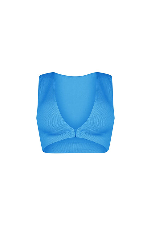 Silva Ribbed V Neck Clasp Top