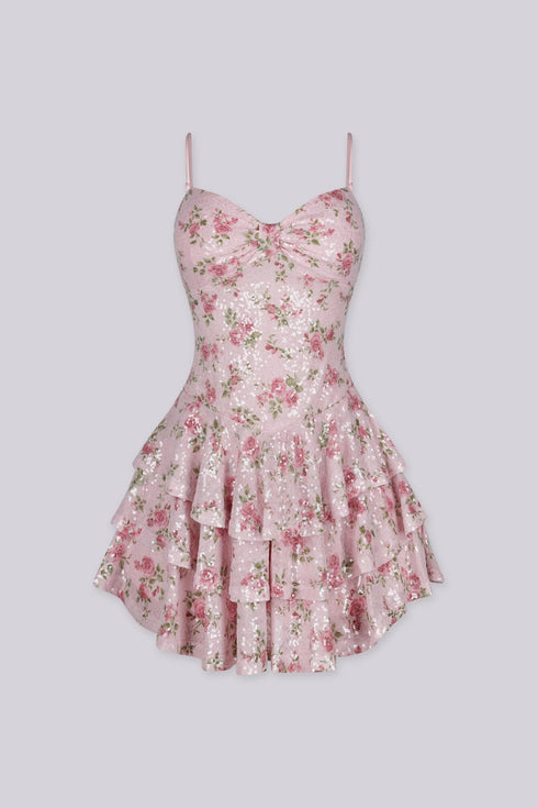 Pink Juliet Sequin Mini Dress
