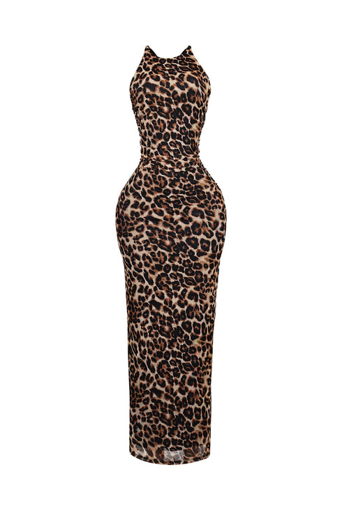 Jungle Leopard Mesh Maxi Dress