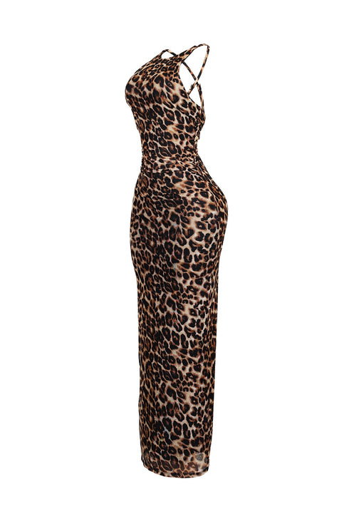 Jungle Leopard Mesh Maxi Dress