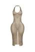 Shinari Metallic Halter Dress