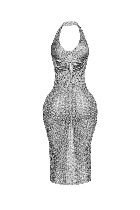 Shinari Metallic Halter Dress