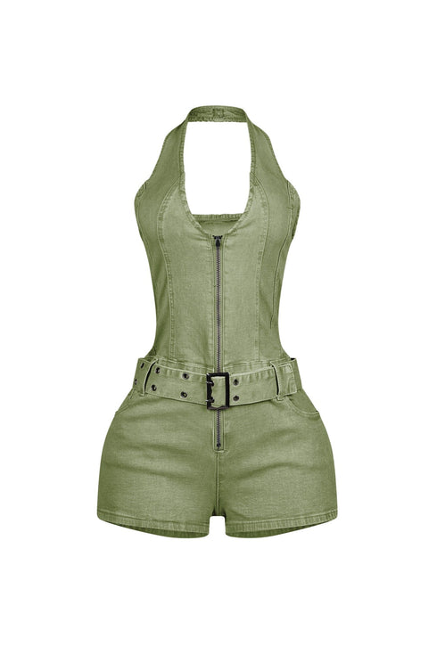 Everyday Belted Halter Utility Romper