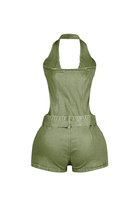 Everyday Belted Halter Utility Romper