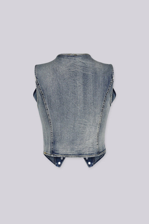 Y2K Western Edge Denim Vest Top
