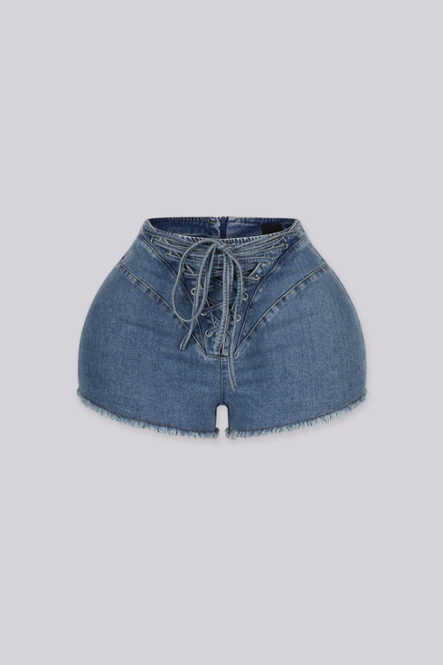 Festival Frayed Double Denim Shorts