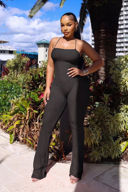 Cereza Ribbed Lace Up Jumpsuit
