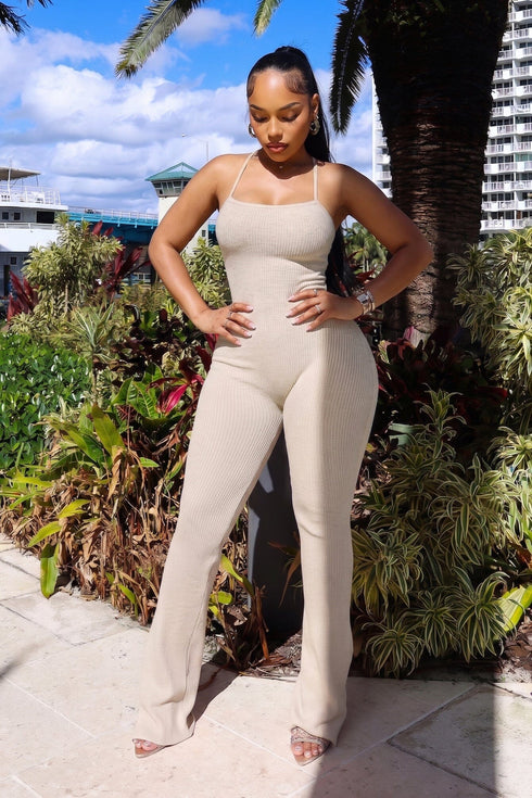 Cereza Ribbed Lace Up Jumpsuit