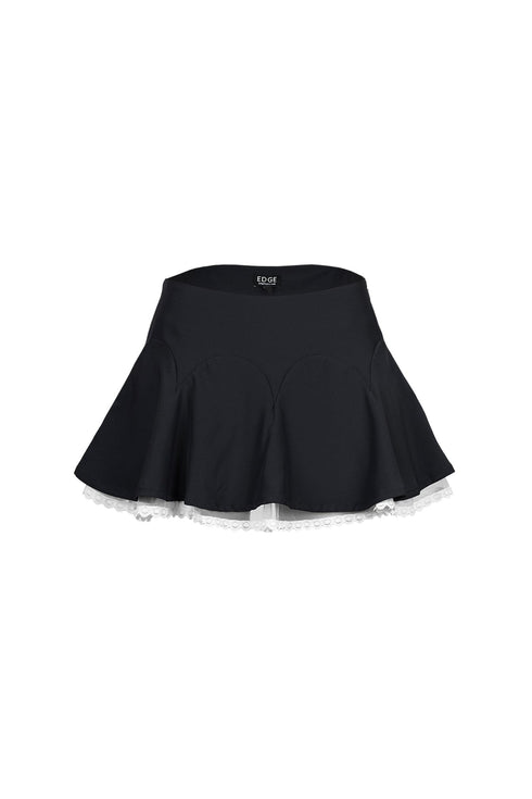 Florette Flare Mini Skirt With Lace Trim