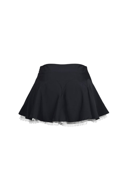 Florette Flare Mini Skirt With Lace Trim