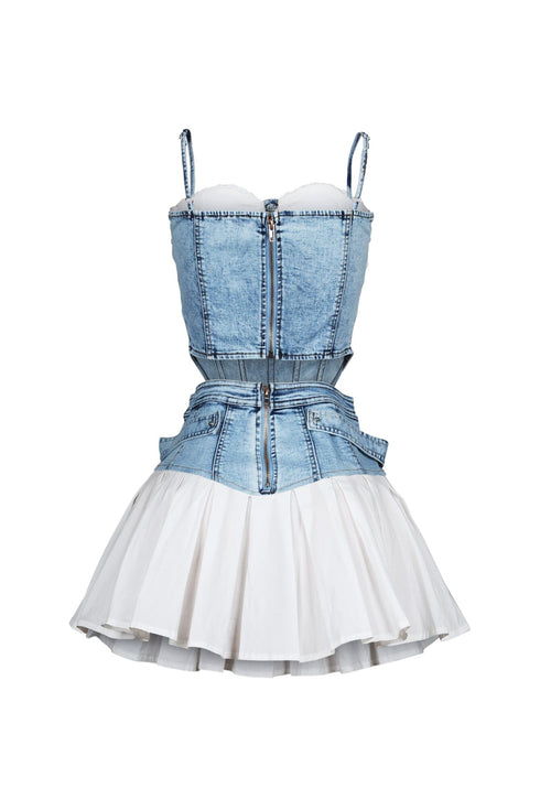Melbourne Poplin Denim Bustier Top & Skirt SET