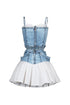 Melbourne Poplin Denim Bustier Top & Skirt SET