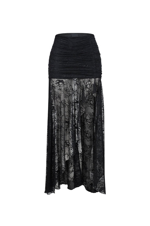 Noctelle Nights Mesh Lace Midi Skirt