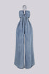 Ruched Chambray Halter Jumpsuit