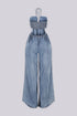 Ruched Chambray Halter Jumpsuit