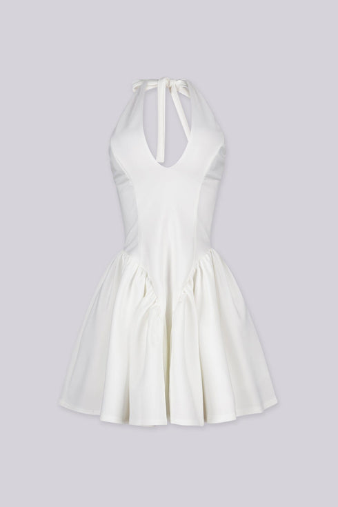 Little White Flare Scuba Mini Dress