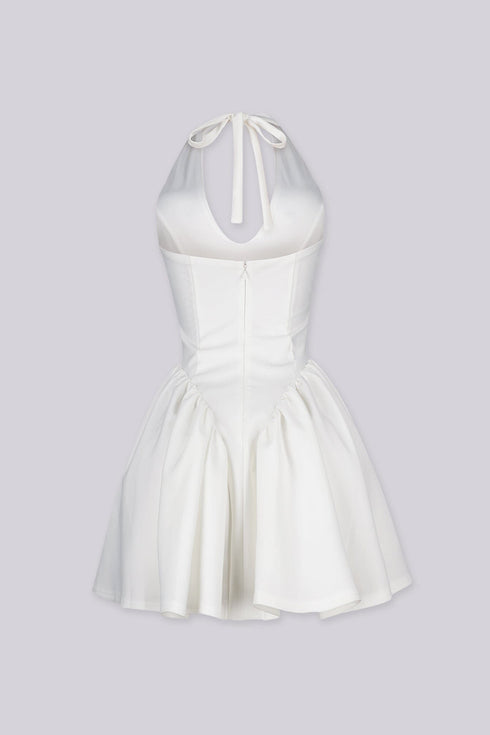 Little White Flare Scuba Mini Dress