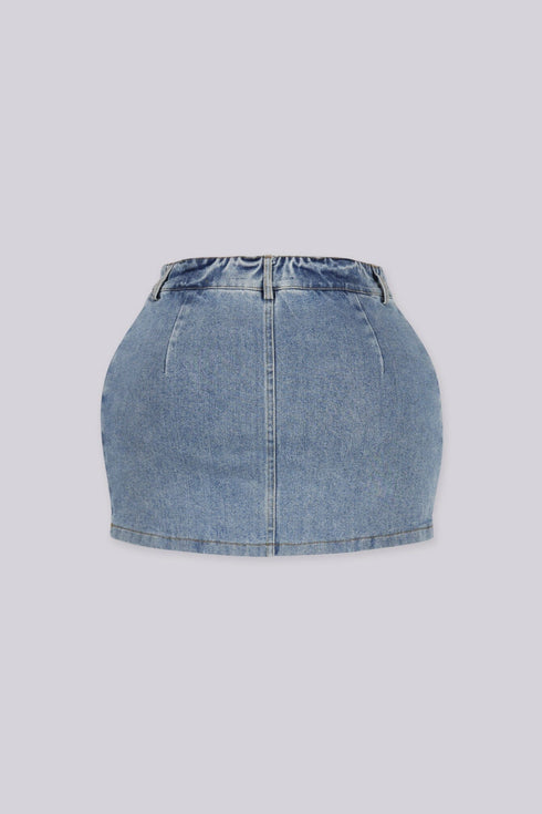 Reworked Denim Mini Skort