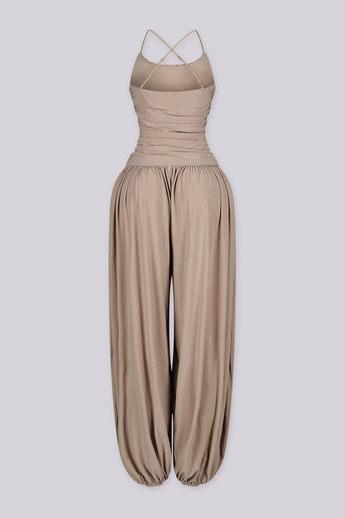 Desert Sand Ruched Jumpsuit