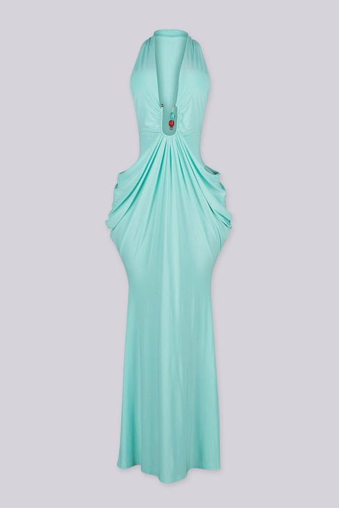 Mint Beaded O-Ring Maxi Dress
