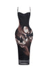 Camellia Floral Mesh Bustier Tank Midi Dress