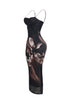 Camellia Floral Mesh Bustier Tank Midi Dress