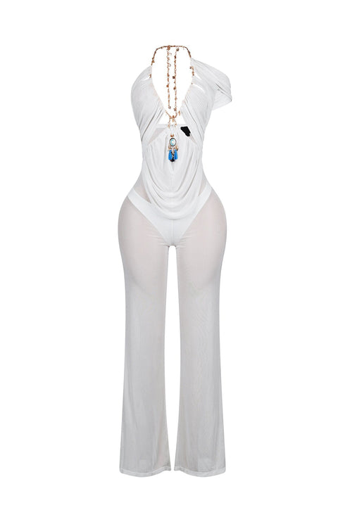 Myllure Mesh Chain Halter Jumpsuit