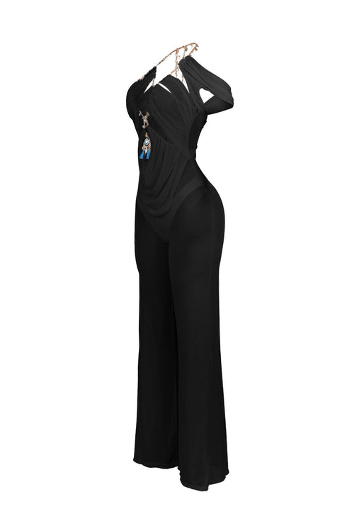 Myllure Mesh Chain Halter Jumpsuit